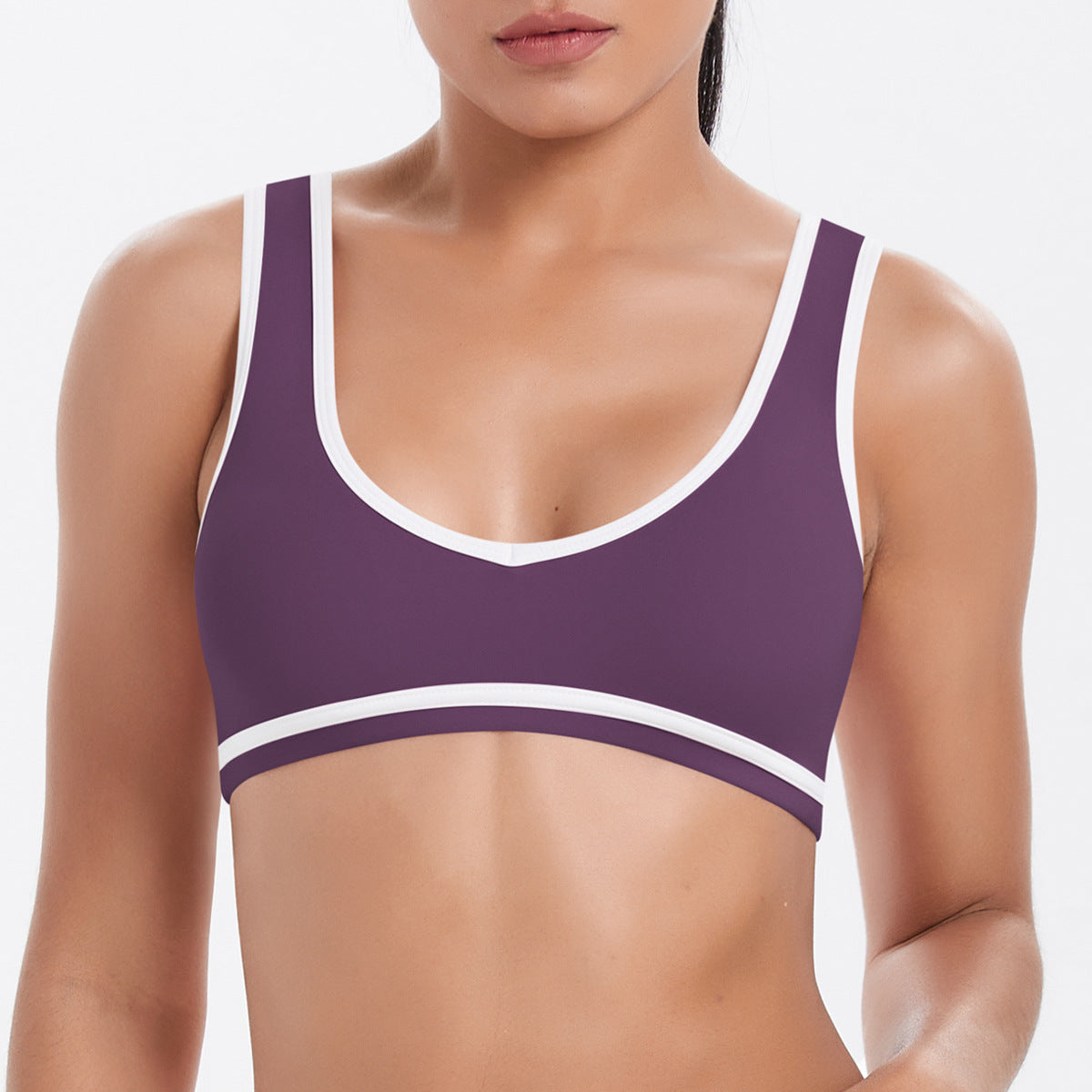 Enges Nude-Gefühl Kontrastfarben Sport-Rückenformer Damen Rückenfreier Yoga-BH Tennis-Workout-Kleidung Oberbekleidung Sport-Top