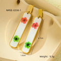 Heart Water Drops Geometric Abstract Dried Floral Drop Oil Eardrops Stud Earrings Earrings Titanium Steel Ornament