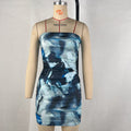 Damen Kleidung Sommer Bedrucktes Carmen-Neckholder-Schlauchkleid mit geraffter Taille und Etui-Schnitt für Clubwear