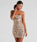 Damenbekleidung Sommer Pailletten Sexy Spaghettiträger Eng Anliegendes Mini-Kleid mit Hüftpäckchen