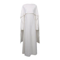 Elegant Solid Color Retro Heavy Industry Beautiful Pearl Shawl High Waist Dress Women
