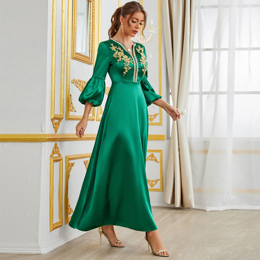 Nahost muslimische Frauen Kleidung Party Versammlung Applikationskleid Abendkleid