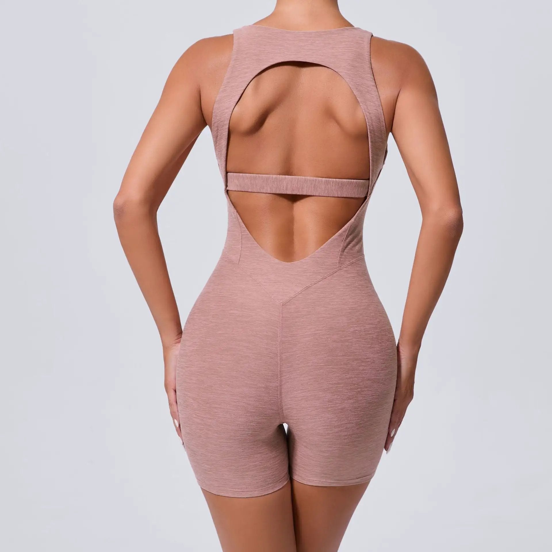 Autumn Sand Hollow Out Cutout out Beauty Back One Piece Yoga Jumpsuit Skinny Slimming Hip Lifting Fitness One Piece Sportswear for Women by Wanita Store