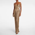 Pleated Gilding Lace up Dress Casual Party Split Women Dress