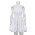 Cotton Champray Lace up Sexy Tube Top Suspender White Words Dress Women