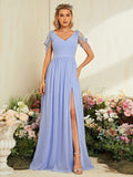 V neck Elegant Evening Dress Prom Party Slit Sexy Evening Dress Wedding Dinner Toast Dress Annual Meeting Dress