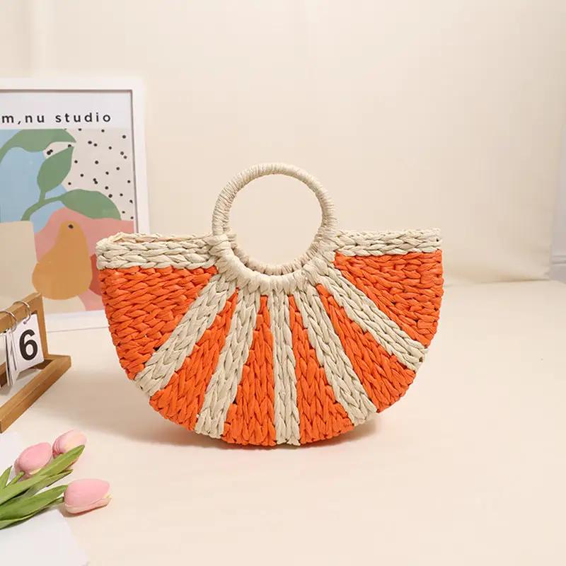 Woven Bag Semicircle Straw Bag Handbag Vacation Beach Bag Women Bag by Wanita Store