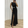 Plissiertes Schlitz-Freizeitkleid Ärmelloses Abendkleid Damen