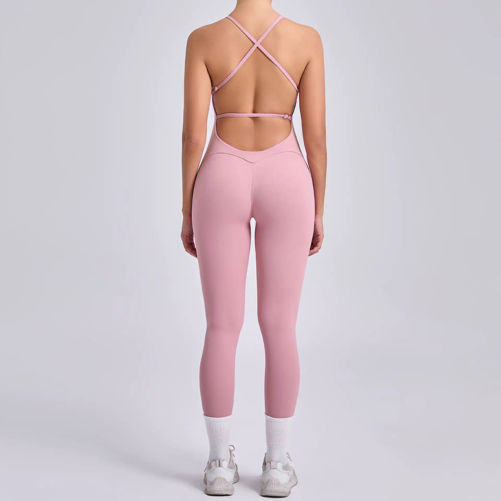 Adjustable Shoulder Strap Beauty Back Peach Hip Sports Fitness Clothes Tight Yoga Jumpsuit by Wanita Store