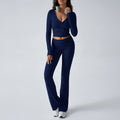 Yoga Clothes Slim Fit Sports Knitted Long Sleeved Trousers Two Piece Women Clothing
