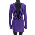 Spring Summer Women Clothing Wooden Ear Hollow Out Cutout Backless Long Sleeve Short Dress Women