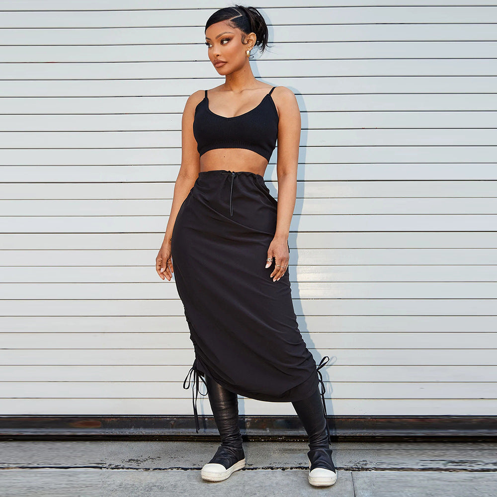 Damen Personalisierter Taschenrock mit elastischem Bund und Kordelzug für Outdoor-Aktivitäten