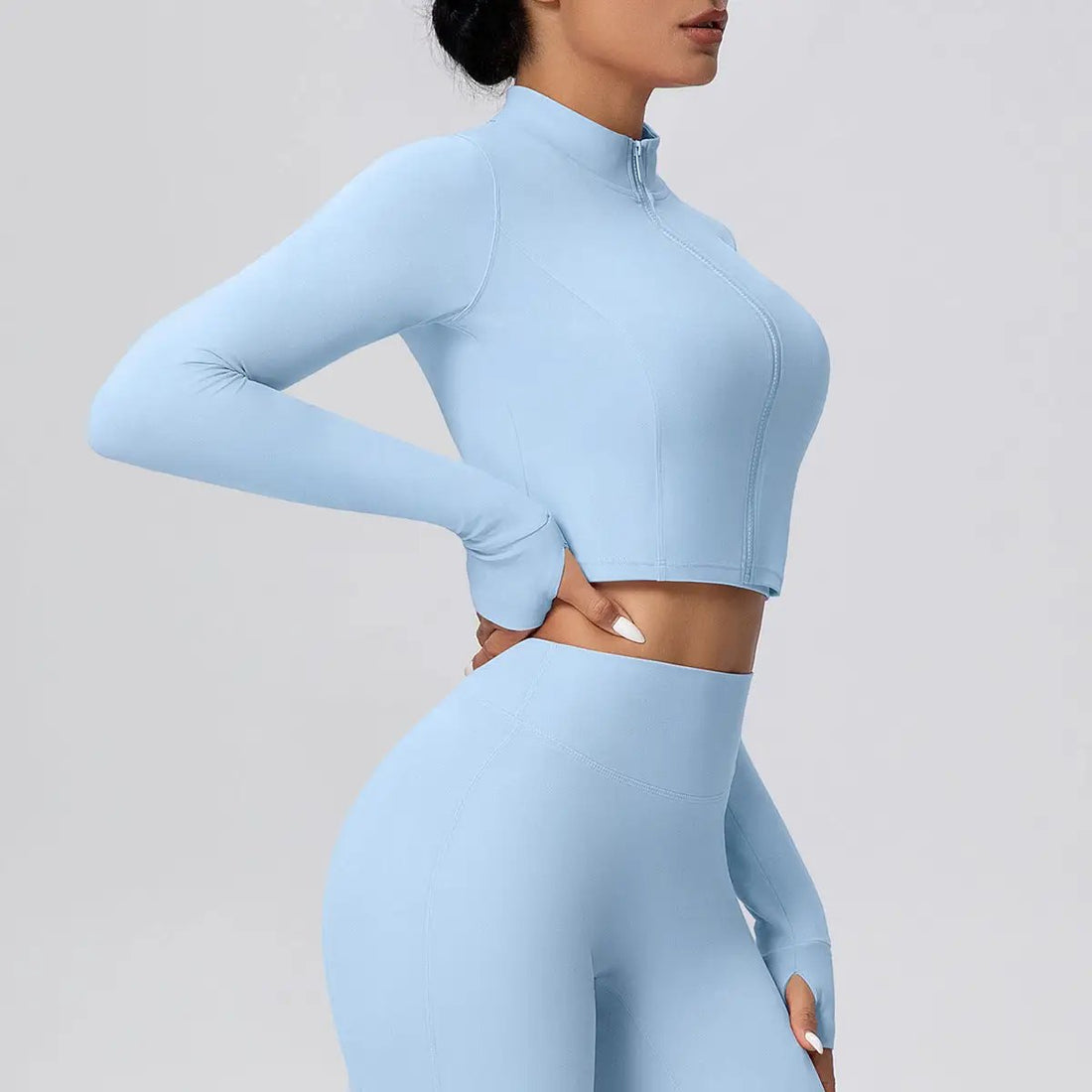 Zipper Outdoor Running Sports Yoga Jacket Slimming Workout Long Sleeve Coat Girls Quick Drying Yoga Clothes Women by Wanita Store