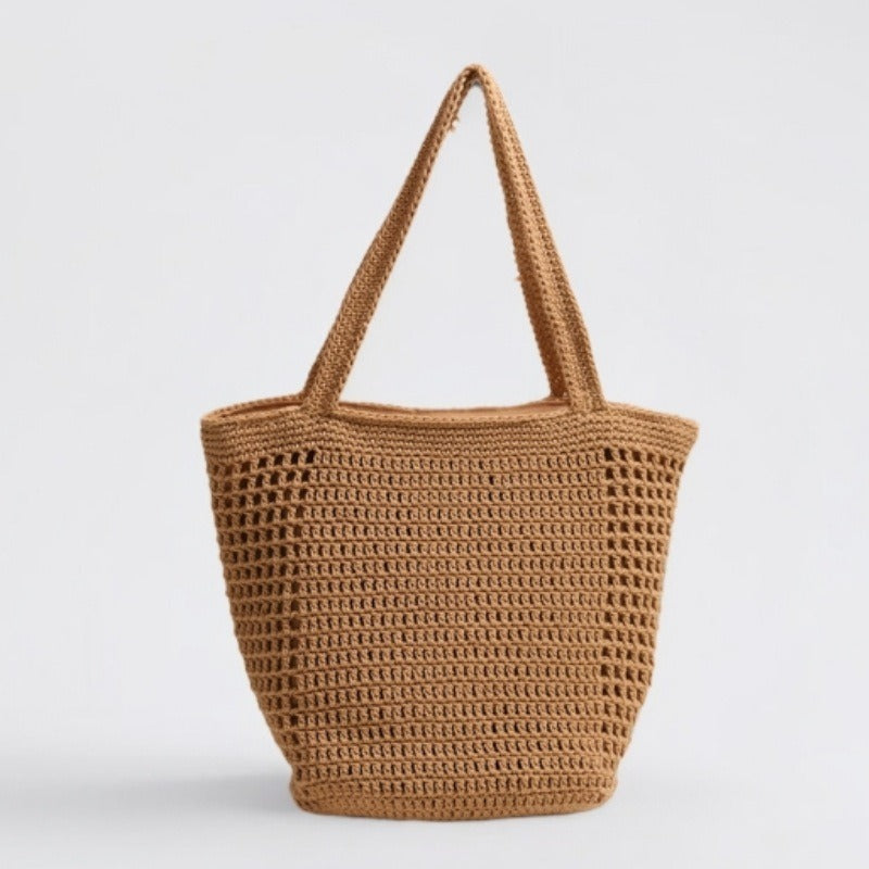 Große Kapazität Baumwollfaden Gewebte Tasche Hohl Out Cutout Schulter Strohtasche Urlaub Strandtasche Frauen Tasche
