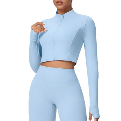 Zipper Outdoor Running Sports Yoga Jacket Slimming Workout Long Sleeve Coat Girls Quick Drying Yoga Clothes Women by Wanita Store