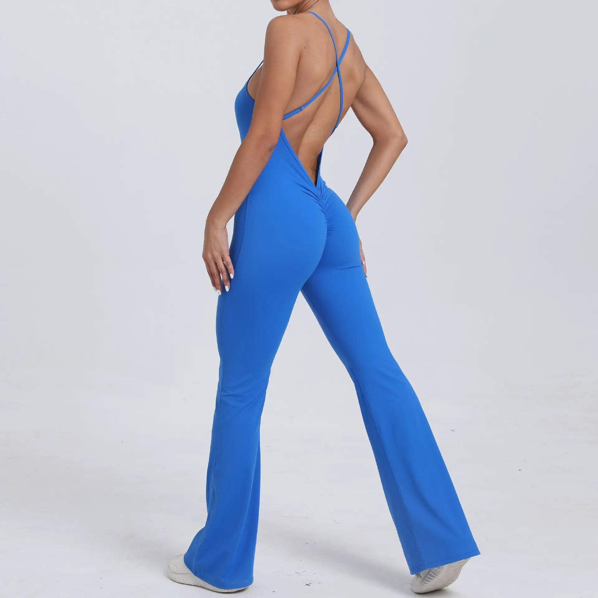 Adjustable Shoulder Strap Horn Yoga Jumpsuit Sports Fitness Hollow Out Cutout Hip Lifting Yoga Jumpsuit by Wanita Store