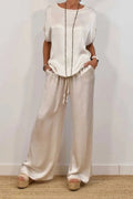 Frühjahr Sommer Trend Loose Shirt Weite Hose Lässige Zweiteilige Sets