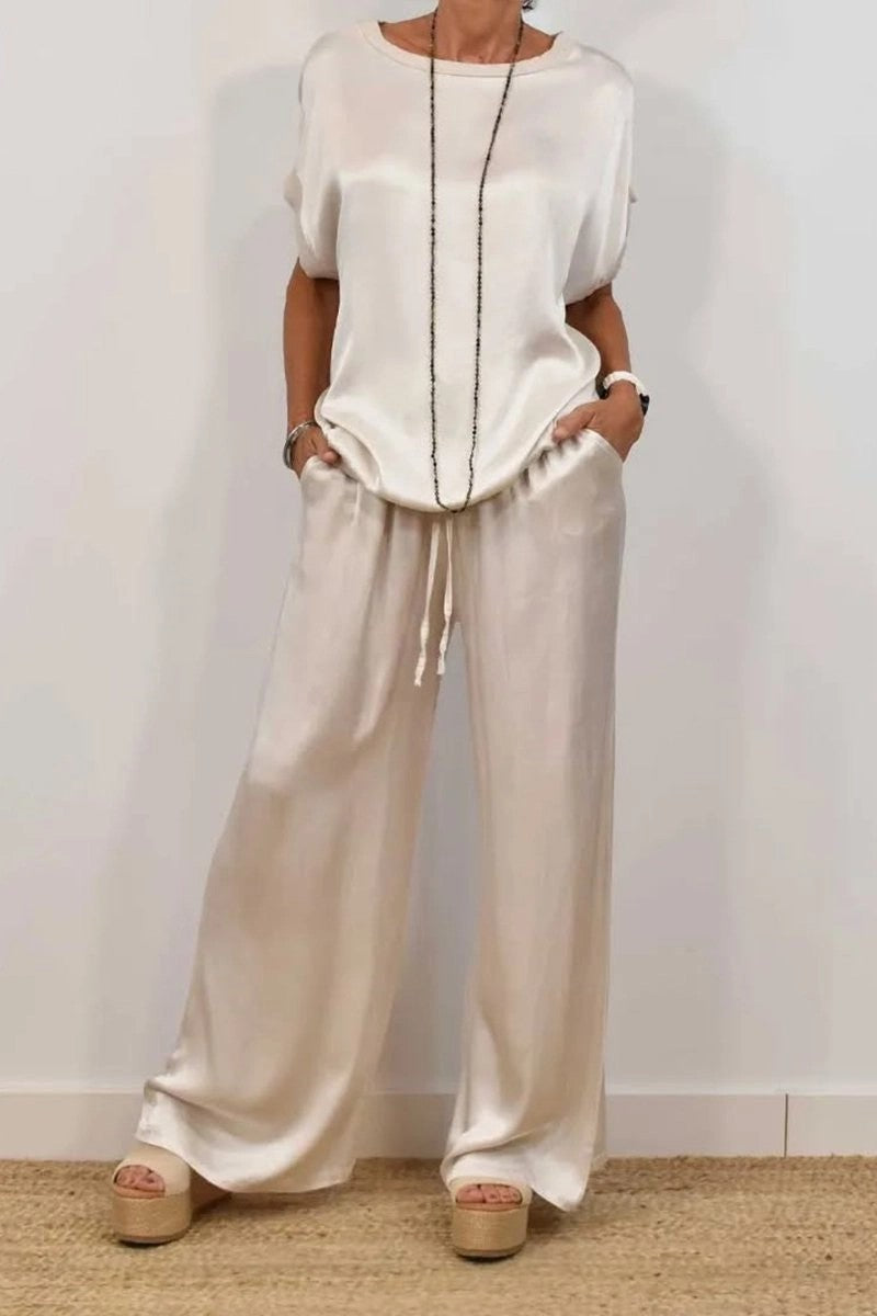 Frühjahr Sommer Trend Loose Shirt Weite Hose Lässige Zweiteilige Sets