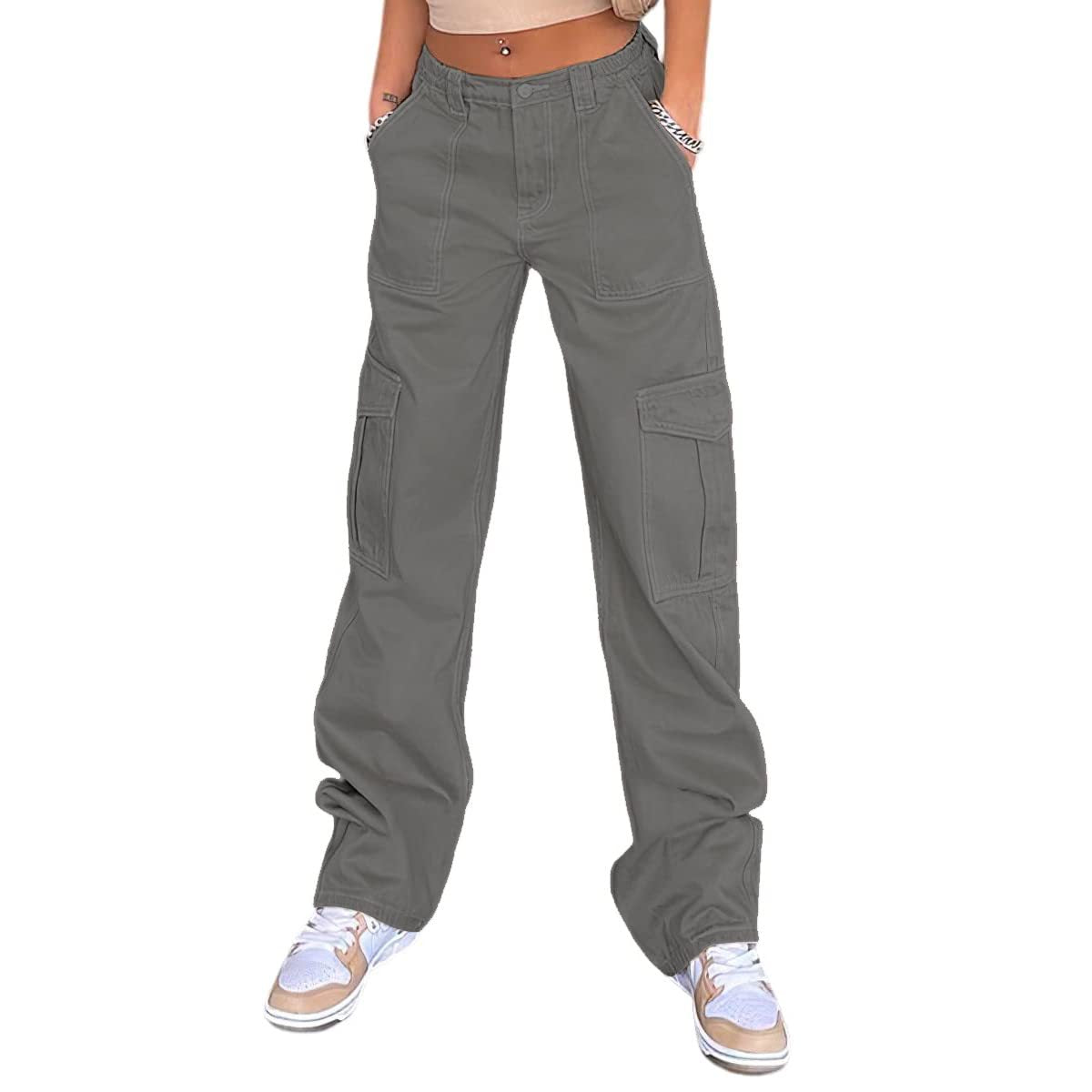Schlanke High Waist Cargo-Hose für Damen mit mehreren Taschen