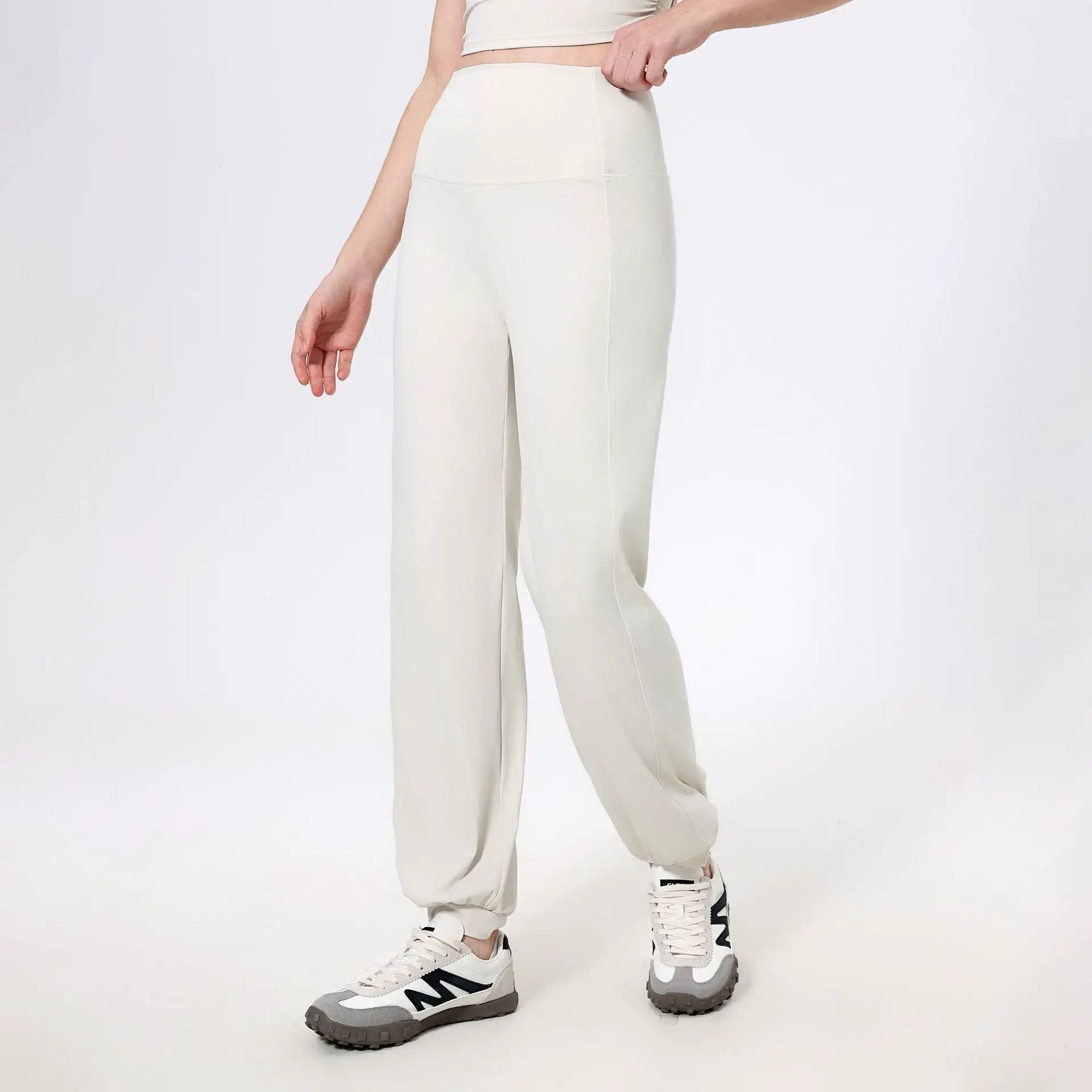 High Waist Belly Contracting Sports Loose Straight Ankle Tied Trousers Women Quick Drying Running Fitness Pants Nude Feel Yoga Pants by Wanita Store
