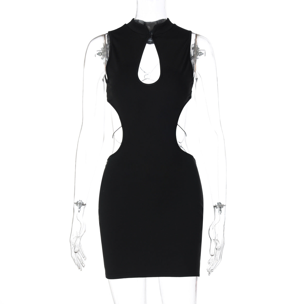 Sexy Streetwear Minikleid mit Cut-Outs, Rückenausschnitt, Schmetterlingsapplikation und Metalldekoration