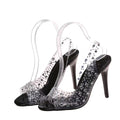 Rhinestone High-Heel-Sandalen mit offener Spitze für Damen, spitzer Zeh, gemischt mit Kristall-Peeptoe-Schuhen