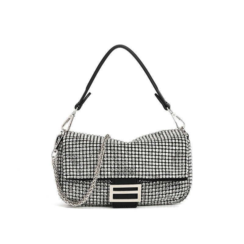 Diamantbesetzte hochwertige Umhängetasche, modische Abendtasche, Nischen-Voll-Diamant-Tragetasche, Unterarmtasche für Damen