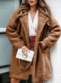 Herbst Winter Damenbekleidung Flauschiges Langarm-Oberteil mit Kragen Damen Plüsch-Top Damen