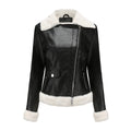 Herbst Winter Fleece Lederjacke Damen Europäische Größe Warme Langarm Umlegekragen Mantel Büro Freizeitjacke