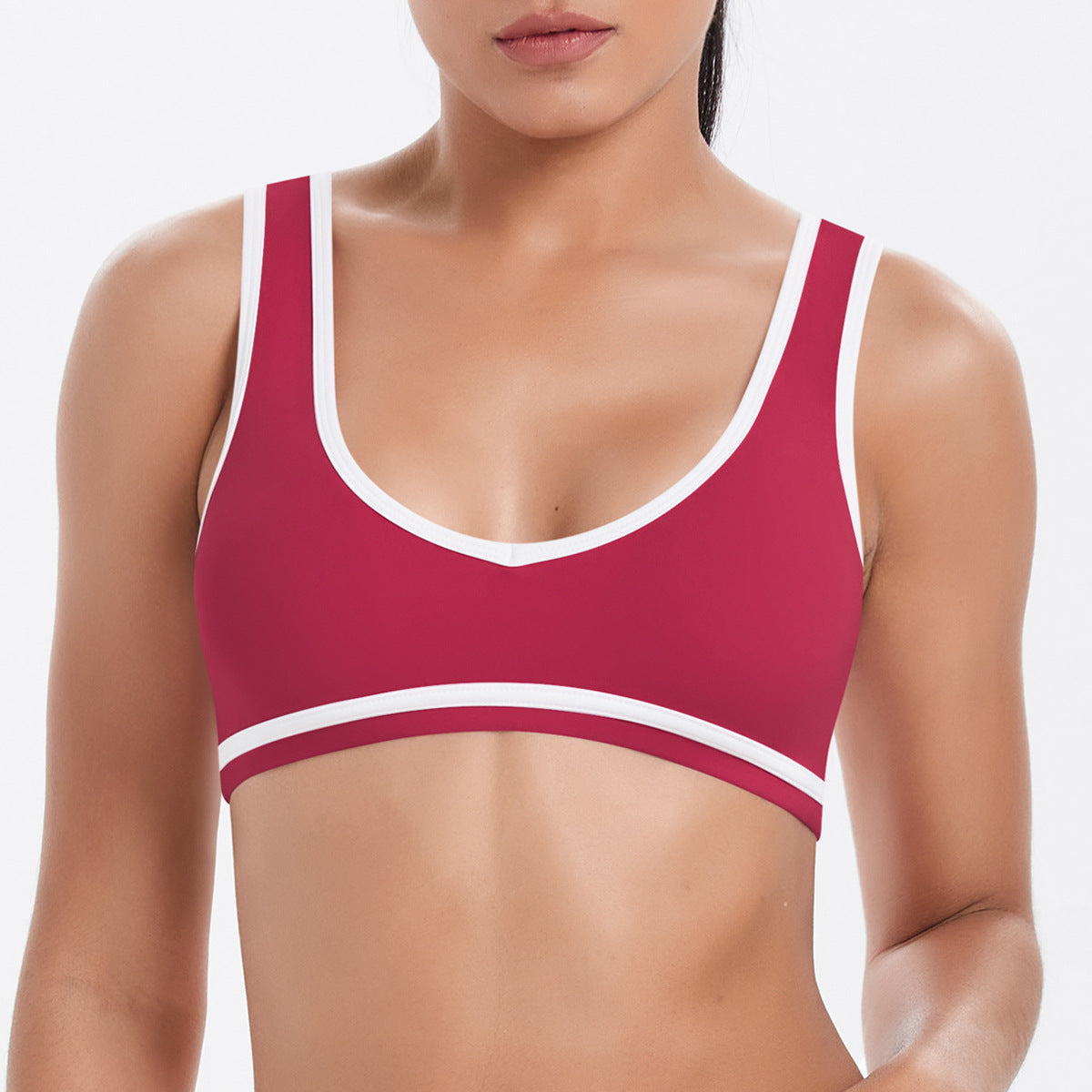 Enges Nude-Gefühl Kontrastfarben Sport-Rückenformer Damen Rückenfreier Yoga-BH Tennis-Workout-Kleidung Oberbekleidung Sport-Top