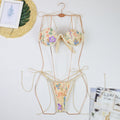 Stickerei Push-up Bikini Bademode Damen Sexy dünner Träger Dreipunkt-Stahlbügel-Split-Badeanzug