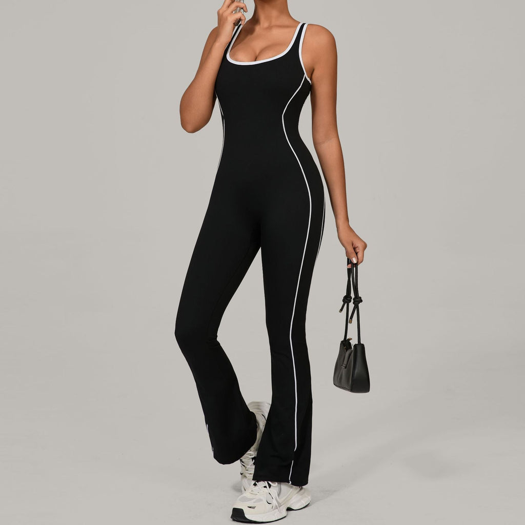 Herbst Sand Aushöhlen Ausschnitt Beauty Back Yoga Kleidung Tanz Sport Overall Hüftstraffender Plissierter Leicht Ziehbarer Yoga Overall