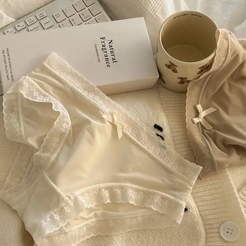 New Cream Girl Underwear Solid Color Seamless Quick-Drying Lace Sexy Ultra-Thin Summer High-End Thin Mask Shorts SHOPEZRA L.L.C.