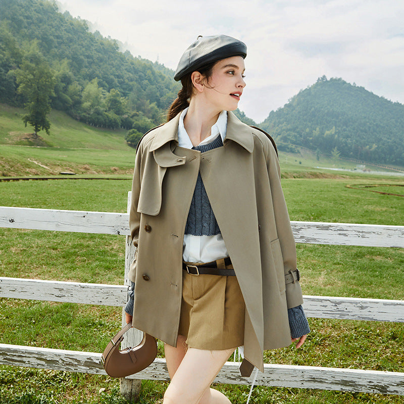 Element Mid Length Trenchcoat für Damen Frühling Herbst Stilvoller Eleganter Trenchcoat Mantel für Damen