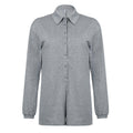 Lässiger lockerer Jumpsuit mit Knopfleiste, einfarbig, schlicht, Kragen, Basic-Oberbekleidung, Street-Jumpsuit mit langen Ärmeln für Damen
