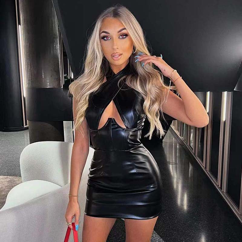 Herbst Winter Beliebt Neckholder Sexy Oben-ohne Figurbetonte Ärmelloses Kleid Damen