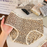 Ice Silk Seamless Underwear for Women, Hot Leopard Print Ice Silk Silk Protein Antibacterial Crotch Women&