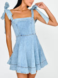 Spring Summer Office Suspenders Denim Women Dress