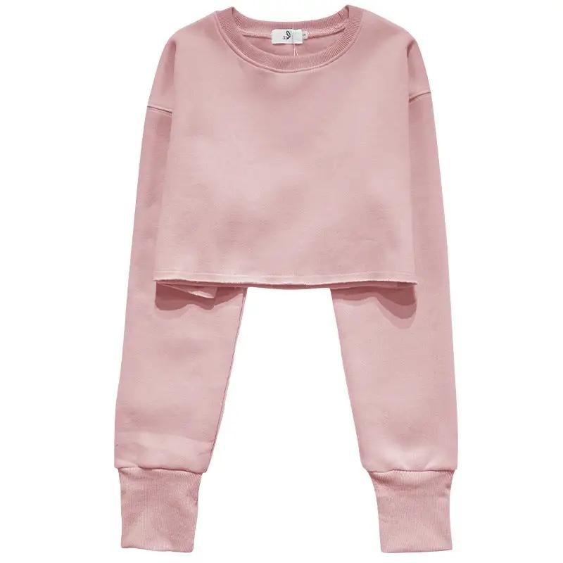 Cropped Cropped Hoodie Women Clothing Fleece Lined Pullover Long Sleeve Yoga Fitness Sports Coat by Wanita Store