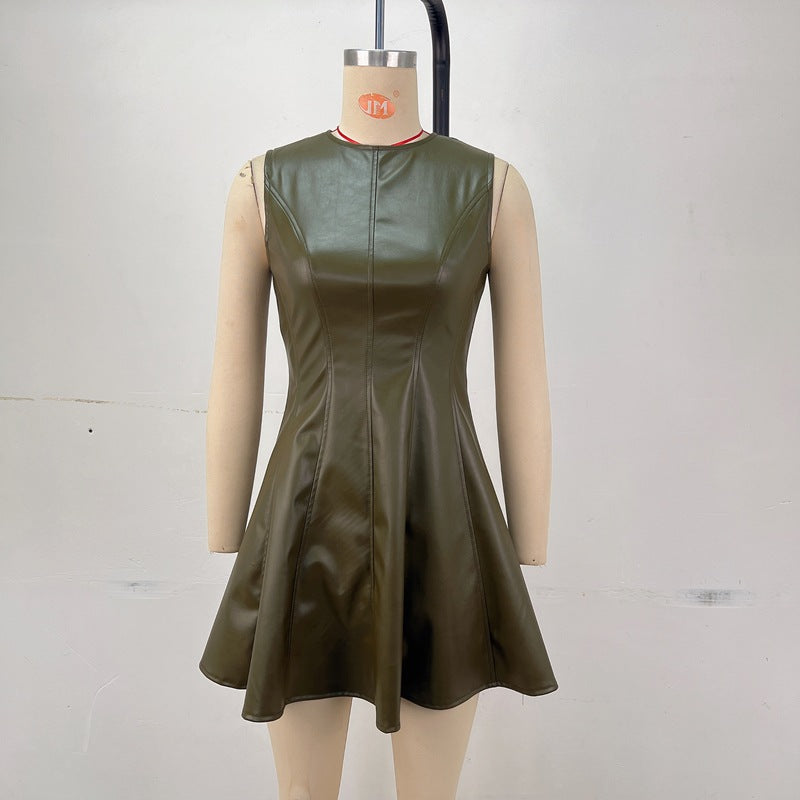 Sommer rundhals ärmelloses Westenkleid in A-Linie