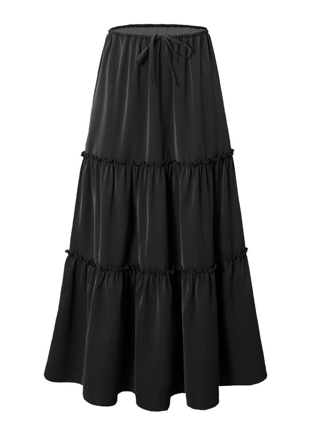 Women High Waist Elastic Pocket Long Adjustable Lace up Skirt Women