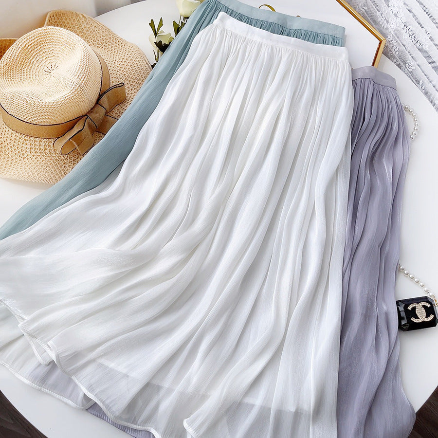 Mercerisierte Rock Damen Slim Fit Schlankmachend Mittellang A-Linie Rock Verziert Elegant Sommer Organza Rock