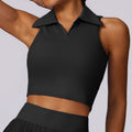 Sollinarry Nude Feel Enganliegende Sportweste Damen Lauf Tennis Workout Kleidung Top Polokragen Sweatshirt Damen