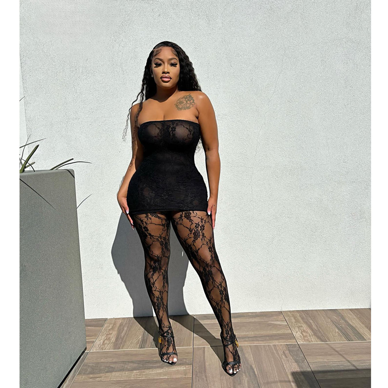 Damen Kleidung Sexy Nachtclub Mesh Strumpfhosen Anzug
