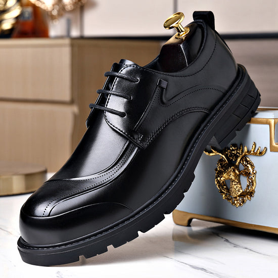 Herren Business Casual Lederschuhe mit breiter Zehenpartie, dicker Sohle, Schnürung, Hollow-Out Design, modischem britischen Stil, vielseitige formelle Herrenschuhe, atmungsaktiv
