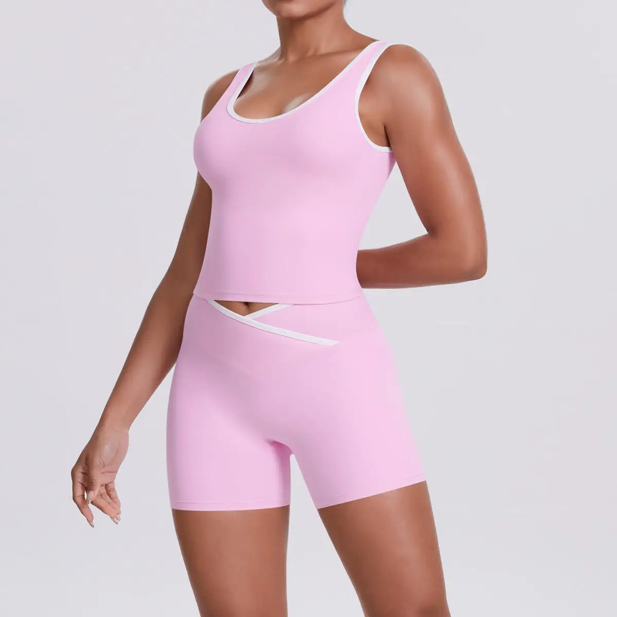 Cross High Top Sports Women Contrast Color Backless Tight Nude Feel Yoga Running Fitness Yoga Wear by Wanita Store