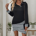Kleid Nähte Herbst Casual Mittellang Reißverschluss Irregular Asymmetrisches Sweatshirt