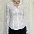 Sexy Solid Color Long Sleeve Small Shirt Women Clothing Autumn Winter