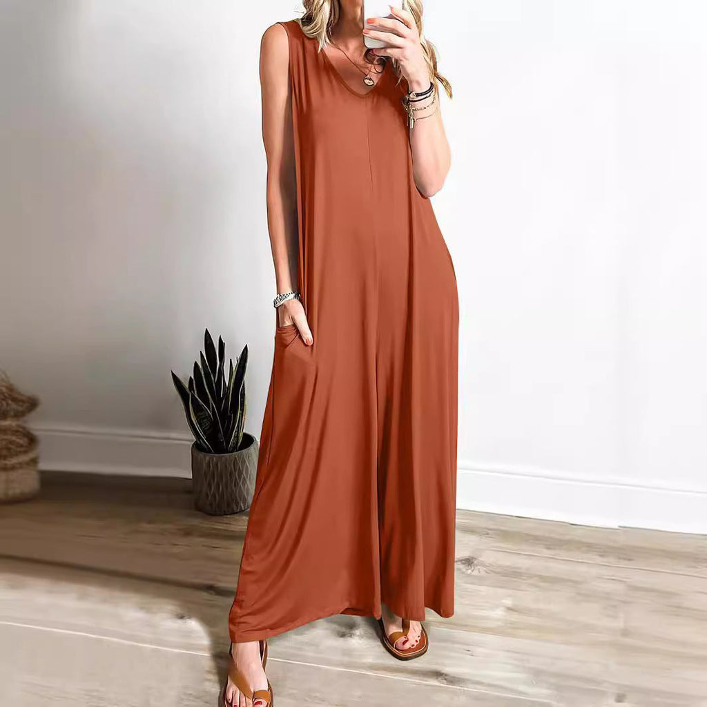 Sommer Frische Lässige Damen Overall mit Taschen Dünner Damen Jumpsuit