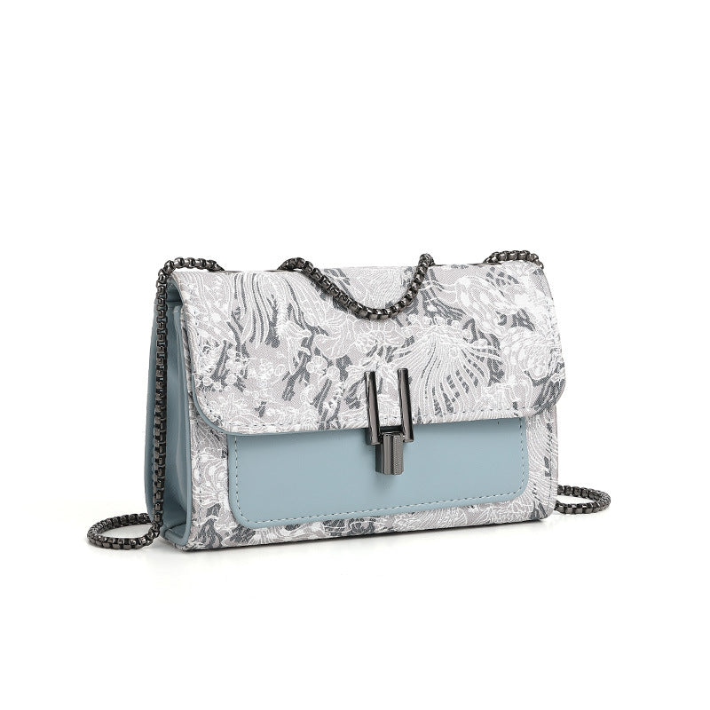 Sommer All Matching Damen Tasche Umhängetasche Bestickte Täglich Kleine Quadratische Tasche Doppellagige Kette Schulter Achseltasche